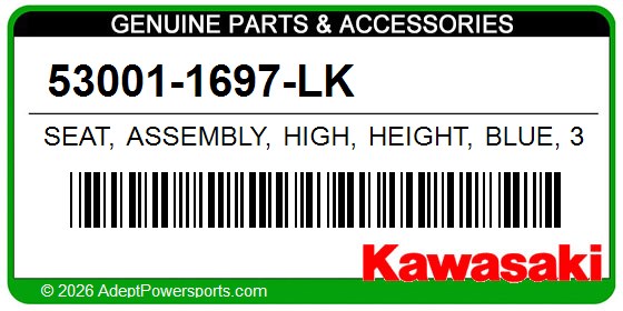Kawasaki 53001-1697-LK Seat, Assembly, High, Height, Blue, 32