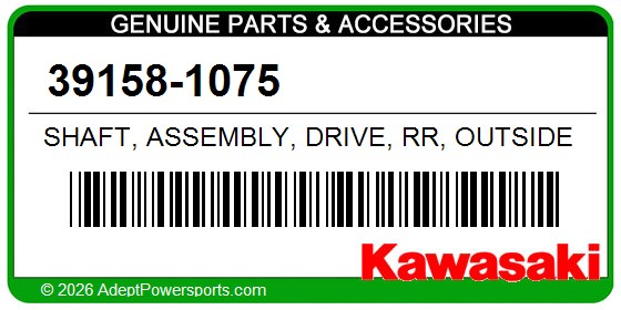 Kawasaki 39158-1075 Shaft, Assembly, Drive, Rr, Outside