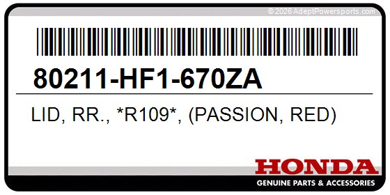 Honda 80211-HF1-670ZA Lid, Rr., *R109*, (Passion, Red)