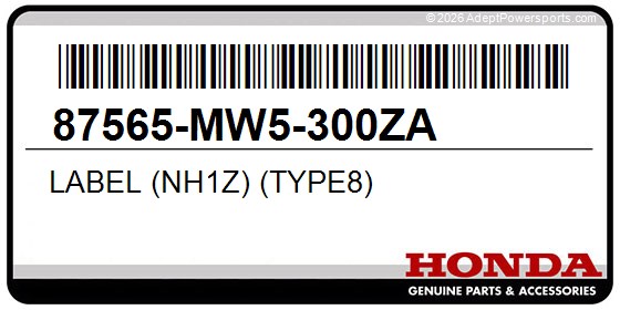 Honda 87565-MW5-300ZA Label (Nh1z) (Type8)