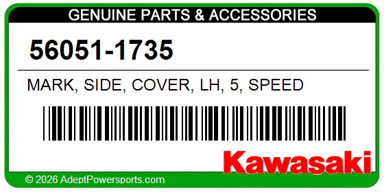 Kawasaki 56051-1735 Mark, Side, Cover, Lh, 5, Speed