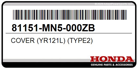 Honda 81151-MN5-000ZB Cover (Yr121l) (Type2)