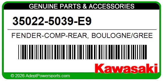 Kawasaki 35022-5039-E9 Fender-Comp-Rear, Boulogne/Green