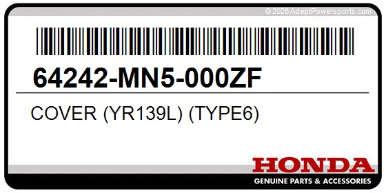 Honda 64242-MN5-000ZF Cover (Yr139l) (Type6)