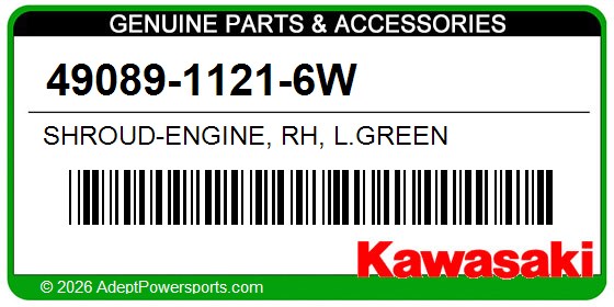 Kawasaki 49089-1121-6W Shroud-Engine, Rh, L.Green
