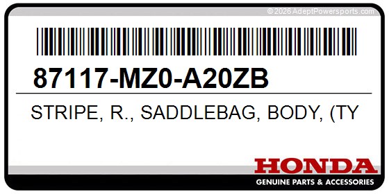 Honda 87117-MZ0-A20ZB Stripe, R., Saddlebag, Body, (Type9), *Nh1g*, (Black)