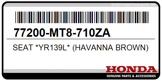 Honda 77200-MT8-710ZA Seat *Yr139l* (Havanna Brown)