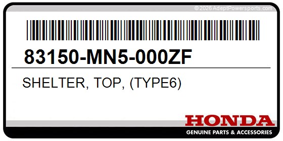 Honda 83150-MN5-000ZF Shelter, Top, (Type6)