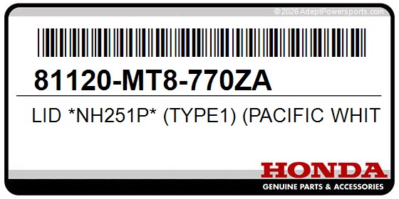 Honda 81120-MT8-770ZA Lid *Nh251p* (Type1) (Pacific White)
