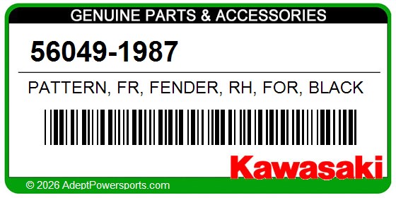 Kawasaki 56049-1987 Pattern, Fr, Fender, Rh, For, Black