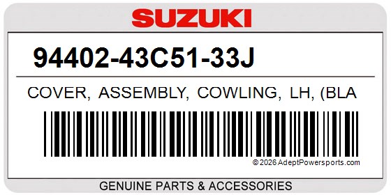 Suzuki 94402-43C51-33J Cover, Assembly, Cowling, Lh, (Black
