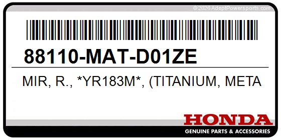 Honda 88110-MAT-D01ZE Mir, R., *Yr183m*, (Titanium, Metallic)