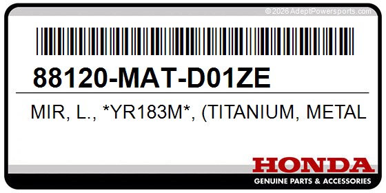 Honda 88120-MAT-D01ZE Mir, L., *Yr183m*, (Titanium, Metallic)