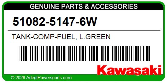 Kawasaki 51082-5147-6W Tank-Comp-Fuel, L.Green