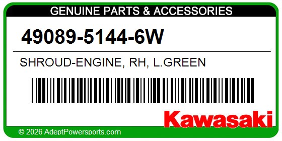 Kawasaki 49089-5144-6W Shroud-Engine, Rh, L.Green