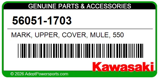 Kawasaki 56051-1703 Mark, Upper, Cover, Mule, 550