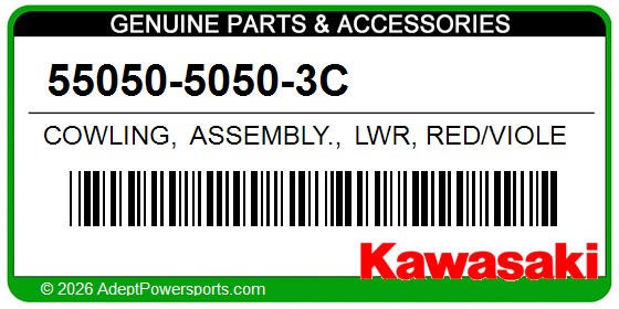 Kawasaki 55050-5050-3C Cowling, Assembly., Lwr, Red/Violet