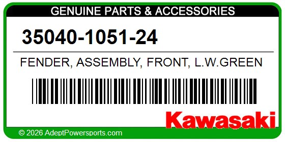 Kawasaki 35040-1051-24 Fender, Assembly, Front, L.W.Green