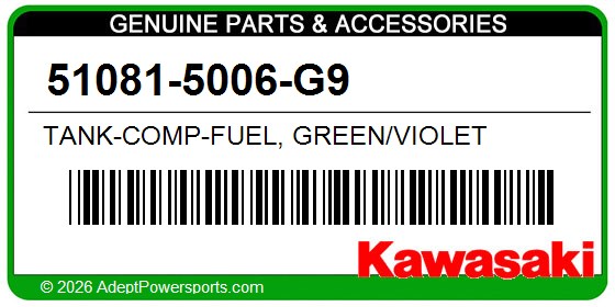 Kawasaki 51081-5006-G9 Tank-Comp-Fuel, Green/Violet