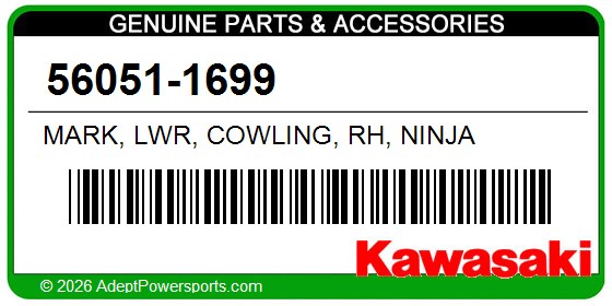 Kawasaki 56051-1699 Mark, Lwr, Cowling, Rh, Ninja