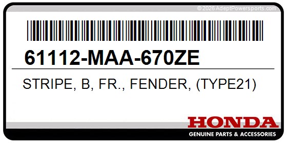 Honda 61112-MAA-670ZE Stripe, B, Fr., Fender, (Type21)