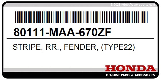 Honda 80111-MAA-670ZF Stripe, Rr., Fender, (Type22)