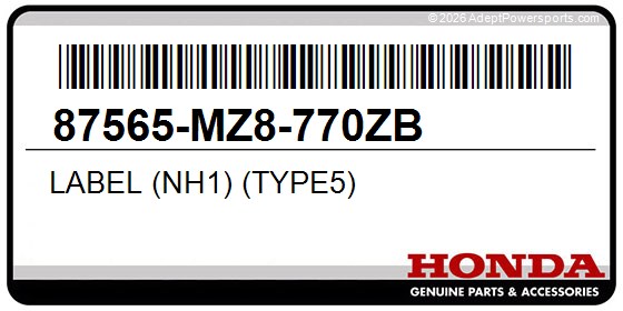 Honda 87565-MZ8-770ZB Label (Nh1) (Type5)