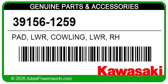 Kawasaki 39156-1259 Pad, Lwr, Cowling, Lwr, Rh