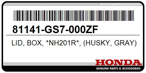 Honda 81141-GS7-000ZF Lid, Box, *Nh201r*, (Husky, Gray)