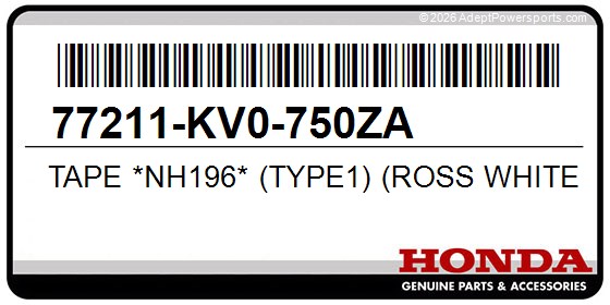 Honda 77211-KV0-750ZA Tape *Nh196* (Type1) (Ross White)