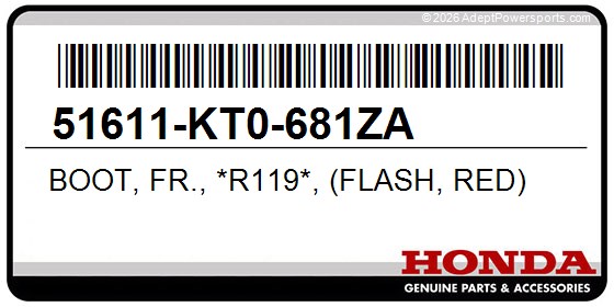 Honda 51611-KT0-681ZA Boot, Fr., *R119*, (Flash, Red)