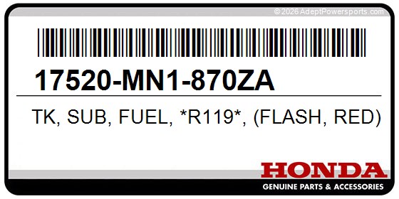 Honda 17520-MN1-870ZA Tk, Sub, Fuel, *R119*, (Flash, Red)