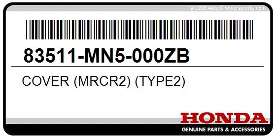Honda 83511-MN5-000ZB Cover (Mrcr2) (Type2)