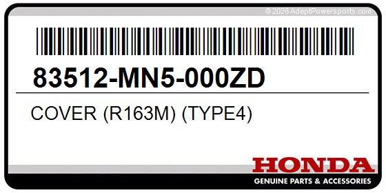 Honda 83512-MN5-000ZD Cover (R163m) (Type4)