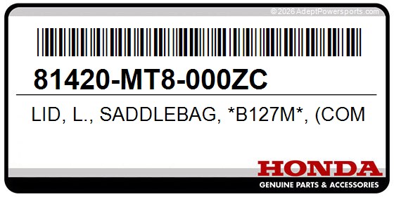 Honda 81420-MT8-000ZC Lid, L., Saddlebag, *B127m*, (Commodore, Blue, Green, Metallic)