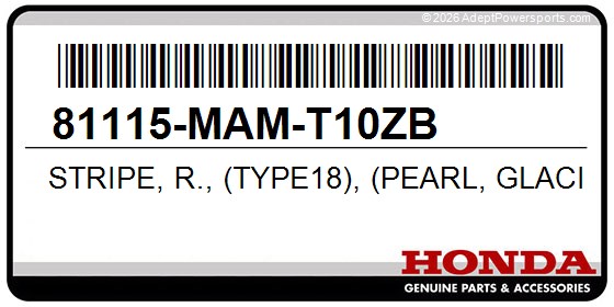 Honda 81115-MAM-T10ZB Stripe, R., (Type18), (Pearl, Glacier, White)