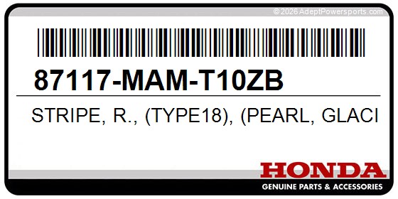 Honda 87117-MAM-T10ZB Stripe, R., (Type18), (Pearl, Glacier, White)