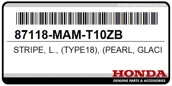 Honda 87118-MAM-T10ZB Stripe, L., (Type18), (Pearl, Glacier, White)