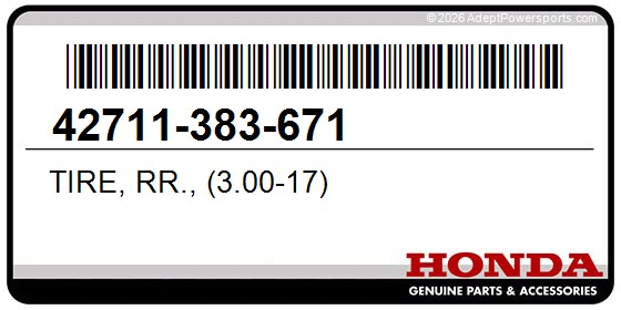 Honda 42711-383-671 Tire, Rr., (3.00-17)
