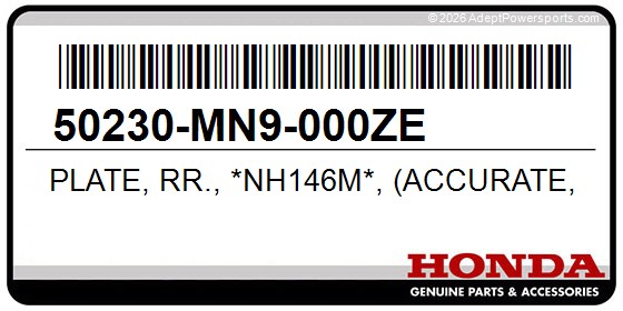Honda 50230-MN9-000ZE Plate, Rr., *Nh146m*, (Accurate, Silver, Metallic)