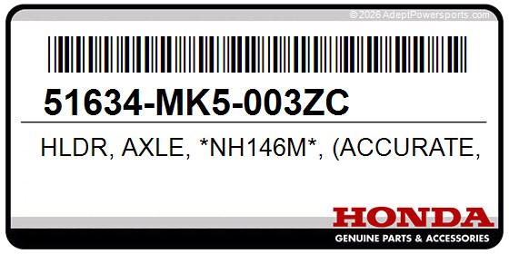 Honda 51634-MK5-003ZC Hldr, Axle, *Nh146m*, (Accurate, Silver, Metallic)