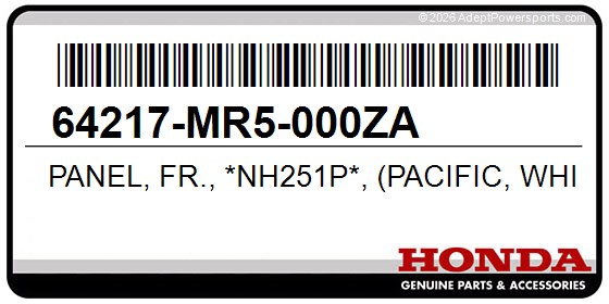 Honda 64217-MR5-000ZA Panel, Fr., *Nh251p*, (Pacific, White)