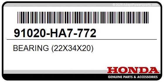 Honda 91020-HA7-772 Bearing (22X34x20)