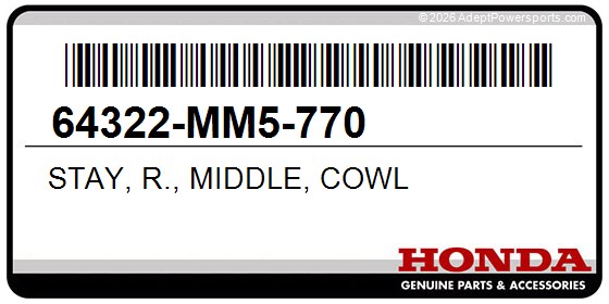 Honda 64322-MM5-770 Stay, R., Middle, Cowl