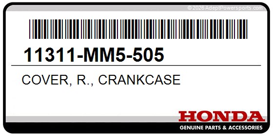 Honda 11311-MM5-505 Cover, R., Crankcase