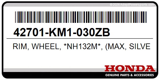 Honda 42701-KM1-030ZB Rim, Wheel, *Nh132m*, (Max, Silver, Metallic)