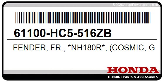 Honda 61100-HC5-516ZB Fender, Fr., *Nh180r*, (Cosmic, Gray)