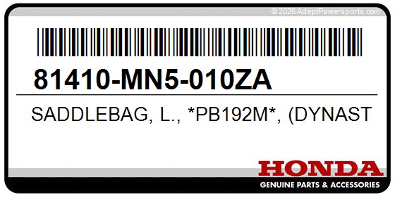 Honda 81410-MN5-010ZA Saddlebag, L., *Pb192m*, (Dynastic, Blue, Metallic)