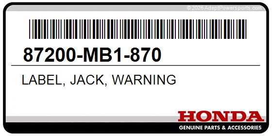 Honda 87200-MB1-870 Label, Jack, Warning