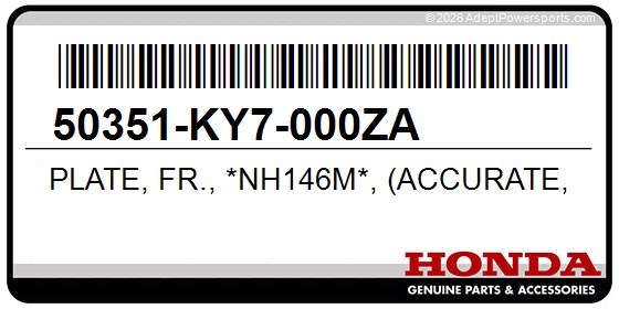 Honda 50351-KY7-000ZA Plate, Fr., *Nh146m*, (Accurate, Silver, Metallic)
